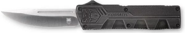 CobraTec Knives SWCTLWDNS Lightweight  3.25" OTF Drop Point Plain D2 Steel Blade/Stonewashed Aluminum Handle Includes Pocket Clip