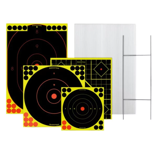Birchwood Casey 38102 Sharpshooter Stand & Target Kit Standing Paper Black/Yellow 1 Frame/4 Targets