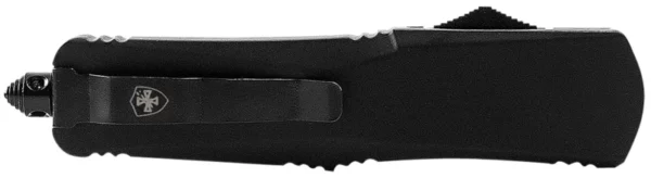 Templar Knife SBR431 Black Rubber Gen II Small 2.25" OTF Dagger Part Serrated Black 440C SS Blade Black Rubber Coated Aluminum Handle Features Glass Breaker/Pocket Clip