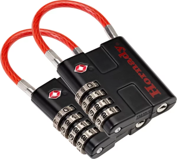 Hornady 96022 Rapid Safe TSA Lock Open With Combination Black Red 2 Pack *Worn