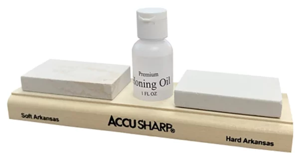 AccuSharp 023C Whetstone Combo Kit Fine, Coarse Natural Arkansas Stone Sharpener Includes Honing Oil