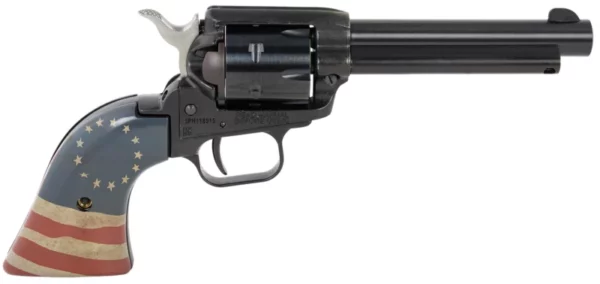 Heritage Mfg RR22B4HBR Rough Rider Betsy Ross 22 LR 6 Shot, 4.75" Black Steel Barrel, Black Zinc Alloy Frame, Black Cylinder, US Flag Polymer Grip, Hammer/Thumb Safety, Exposed Hammer