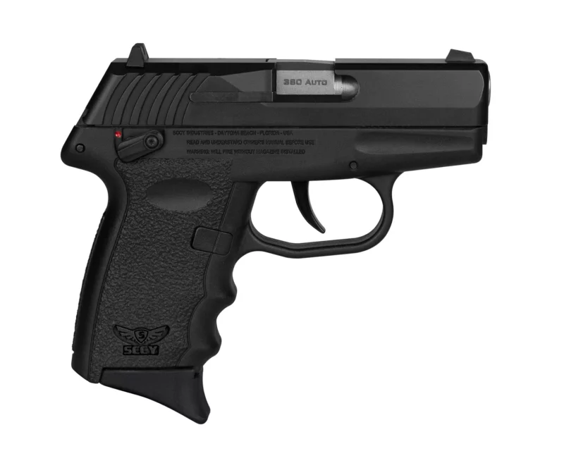 SCCY Industries CPX-4CBBK CPX-4 380 ACP 10+1 2.96" Black Polymer Serrated Black Nitride SS Slide Finger Grooved Black Polymer Grip
