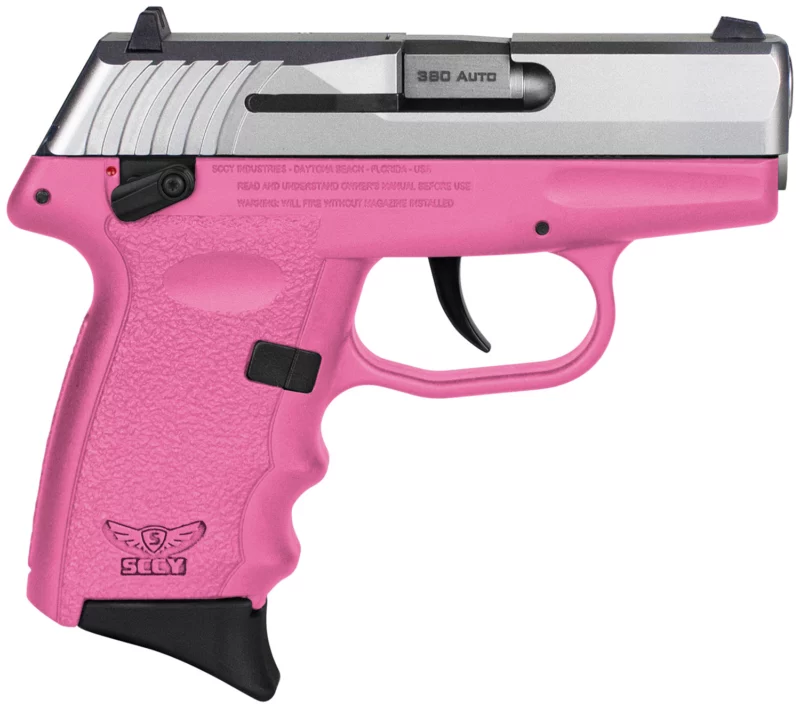 SCCY Industries CPX-4TTPK CPX-4 380 ACP 10+1 2.96" Pink Polymer Serrated SS Slide Finger Grooved Pink Polymer Grip