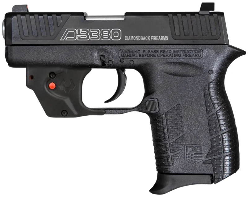 Diamondback DB0101E002 G4 w/Viridian Laser 380 ACP 6+1 2.80" Stainless Steel Barrel, Stainless Serrated Slide, Black Polymer Frame w/Beavertail & Viridian Laser, Black Polymer Grips