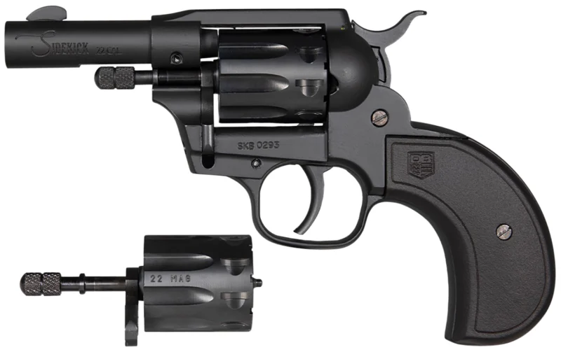 Diamondback DB0600A001 Sidekick Dual Cylinder 22 LR/22 Mag 9 Shot 3" Black Cerakote Steel Barrel & Cylinder, Zinc Alloy Frame, Black Birdshead Polymer Grip, Hammer Safety, Exposed Hammer