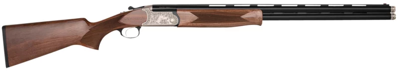 Charles Daly 930344 202A 28 Gauge 3" 2rd 26" Blued Vent Rib Barrel, Engraved White Receiver, Fixed Walnut Checkered Stock Right Hand