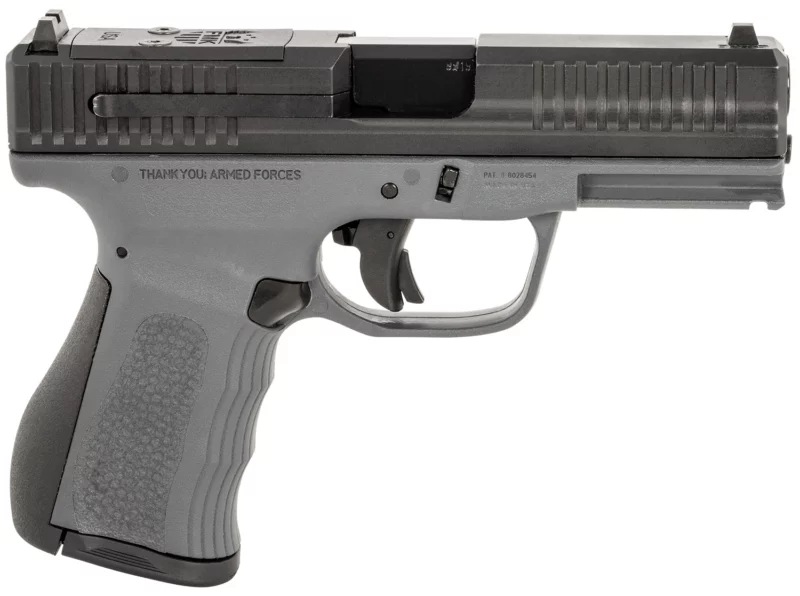 FMK FMKG49DG G3 9mm Luger 14+1 4" Stainless Steel Barrel, Black Optic Cut/Serrated Carbon Steel Slide, Dark Gray Polymer Frame w/Picatinny Rail, Black Backstrap Grip