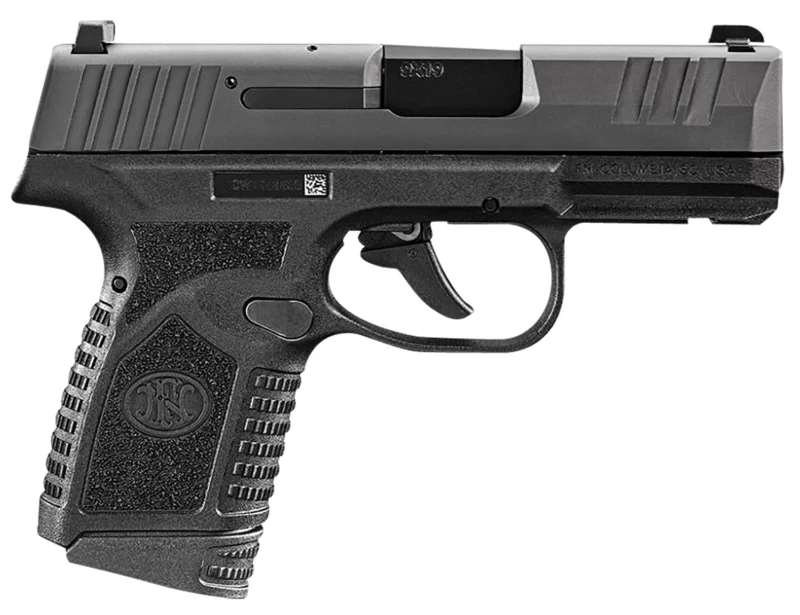 FN 66101408 Reflex Micro-Compact Frame 9mm Luger 15+1/11+1, 3.30" Black Target Crown Steel Barrel, Black PVD Serrated Steel Slide & Polymer Frame w/Picatinny Rail, Ambidextrous