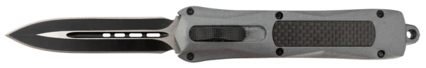 Steel River Knives A163BD Spartan  3.50" OTF Dagger Plain Black/Silver 440C SS Blade/ Gray w/Carbon Fiber Inlay Aluminum Zinc Alloy Handle