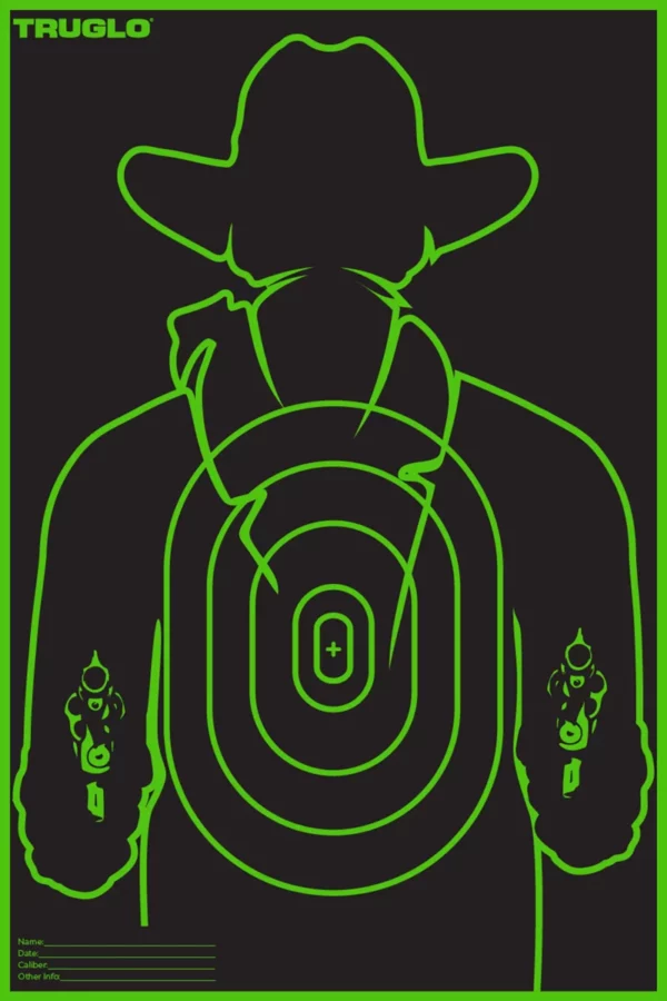 TruGlo TG16A6 Tru-See Gunslinger Target Self-Adhesive Heavy Paper Black/Green 12"x18" Cowboy 6 Pack
