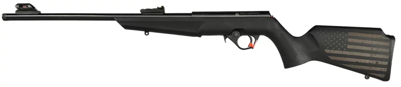 Rossi RB22L1611EN01 RB22 US Flag Compact 22 LR 10+1 16.50" Matte Black Threaded Barrel, Black Aluminum Receiver, Black w/US Flag Synthetic Fixed Stock