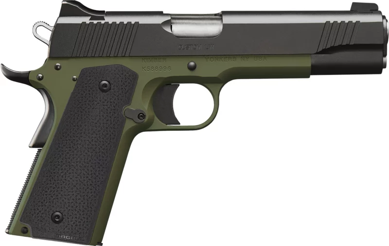 Kimber Mfg.,inc 3000464 Custom LW 45 ACP 8+1 5" Black Ranger Green Black Textured Grip