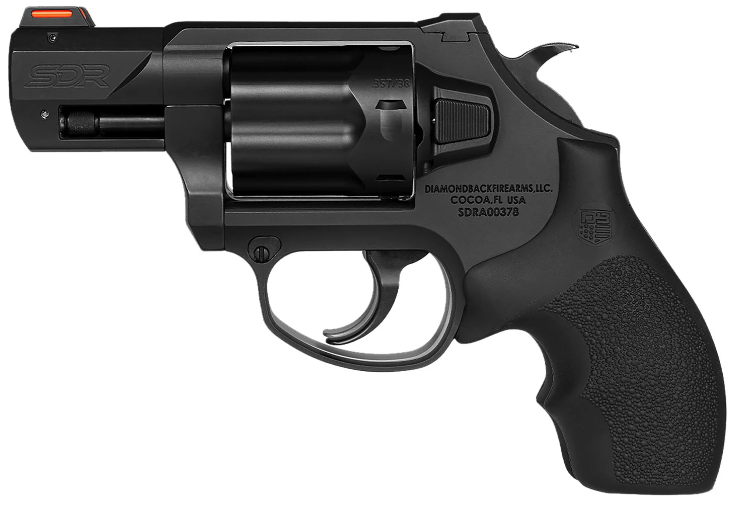 Diamondback DB0700S001 SDR 357 Mag/38 Special +P 6 Shot 2" Black Nitride Stainless Steel Barrel, Cylinder & Frame, Black Hogue Rubber Grip, Exposed Hammer