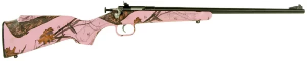 Crickett KSA2161 Youth  22 LR 1rd 16.12" Blued Barrel & Receiver, Fixed Front/Adjustable Rear Peep Sights, Mossy Oak Pink Blaze Synthetic Stock w/11.5" LOP, Rebounding Firing Pin Safety