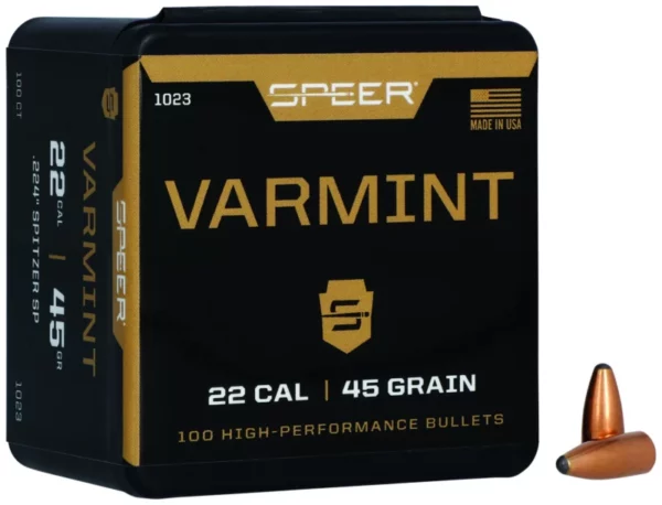 Speer 1023 Varmint  22Cal 45gr Jacketed Soft Point 100 Per Box/5 Case