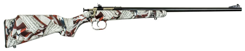 Crickett KSA2168 Youth 22 LR 1rd 16.12" Blued Barrel & Receiver, Fixed Front/Adjustable Rear Peep Sight, American Flag/Amendment Synthetic Stock w/11.5" LOP, Rebounding Firing Pin Safety