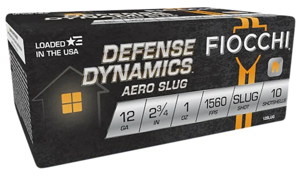 Fiocchi 12SLUG Defense Dynamics Aero 12Gauge 2.75" 1oz RifledSlug Shot 10 Per Box/25 Case