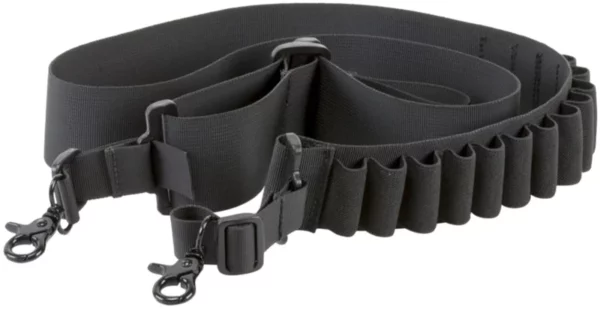 Aim Sports DSBS1 Deluxe  made of Black Nylon Webbing with Bandolier Design for Shotguns  Holds up to 14 Shells