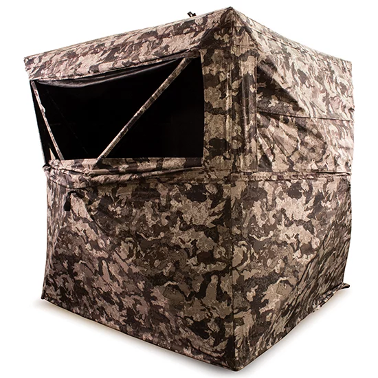 VEIL CAMO VC180 3-Person Hub Blind With Panoramic Windows Ground Blind For Deer Turkey Hunting 180 Degree Panoramic Window Water Resistant Durable Heavy Duty Design Silent Closure Door