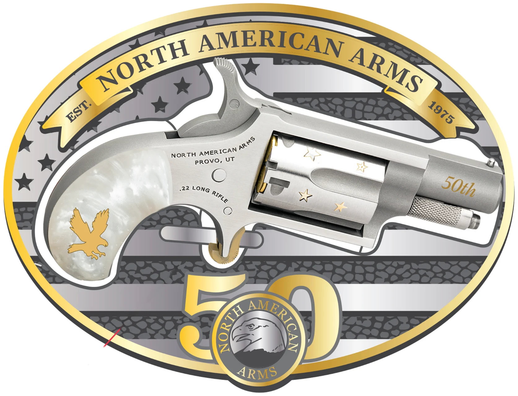 NAA MINI REVOLVER 22LR 50TH NAA BELT BUCKLE