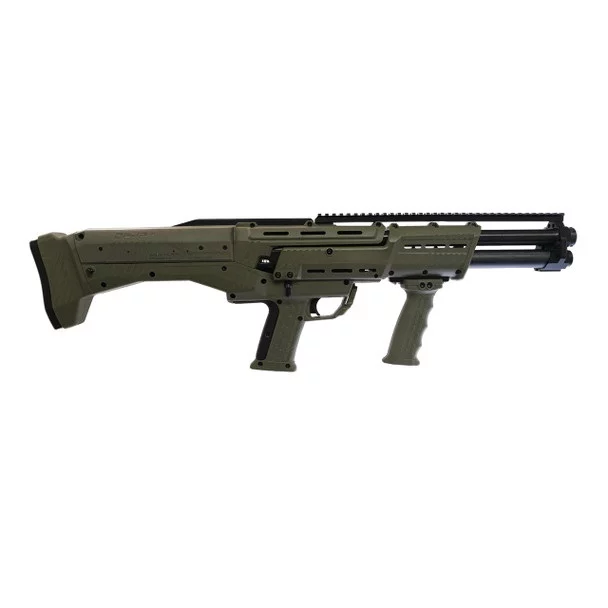 Standard Manufacturing DP-12 Pump Shotgun - ODG | 12ga | 18 7/8" Double Barrel | 14rd | Ambidextrous safety and slide release